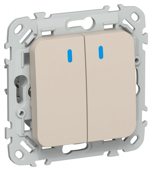 Выключатель 2-кл. СП FLITE ВС12-1-1-ФлЛ 10А с индикацией механизм льняной IEK FI-V20-1-10-1-K88 ТехноИмпульс