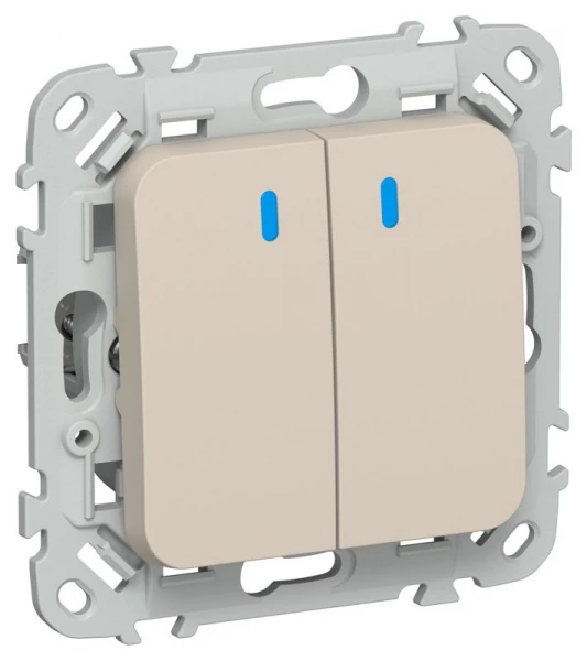 Выключатель 2-кл. СП FLITE ВС12-1-1-ФлЛ 10А с индикацией механизм льняной IEK FI-V20-1-10-1-K88 ТехноИмпульс