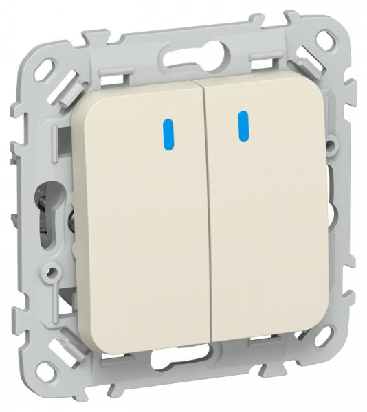 Выключатель 2-кл. СП FLITE ВС12-1-1-ФлСл 10А с индикацией механизм сливочный IEK FI-V20-1-10-1-K86 ТехноИмпульс