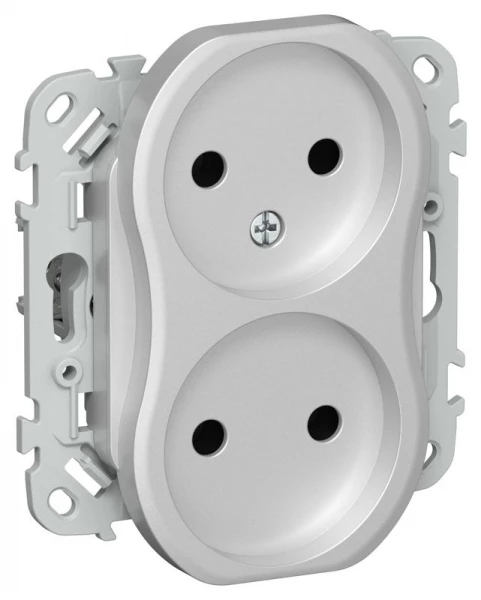 Розетка 2-м СП FLITE РС02-0-ФлА 10А без заземл. без защ. шторок механизм алюм. IEK FI-R20-10-K47 ТехноИмпульс