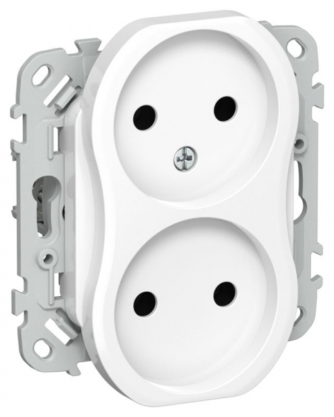 Розетка 2-м СП FLITE РС02-0-ФлБ 10А без заземл. без защ. шторок механизм бел. IEK FI-R20-10-K01 ТехноИмпульс