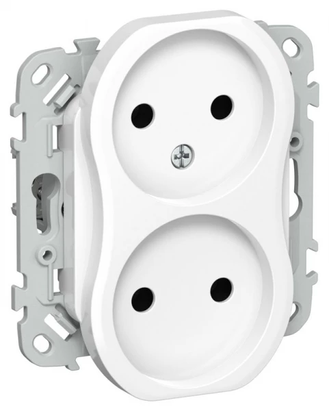 Розетка 2-м СП FLITE РС02-0-ФлБ 10А без заземл. без защ. шторок механизм бел. IEK FI-R20-10-K01 ТехноИмпульс