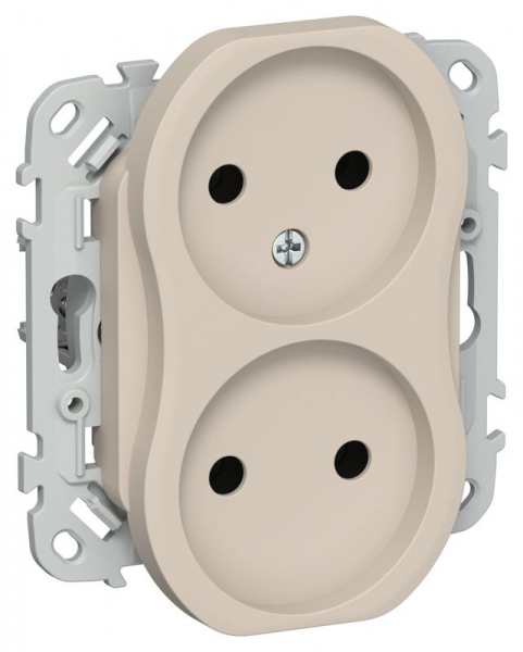 Розетка 2-м СП FLITE РС02-0-ФлЛ 10А без заземл. без защ. шторок механизм льняной IEK FI-R20-10-K88 ТехноИмпульс