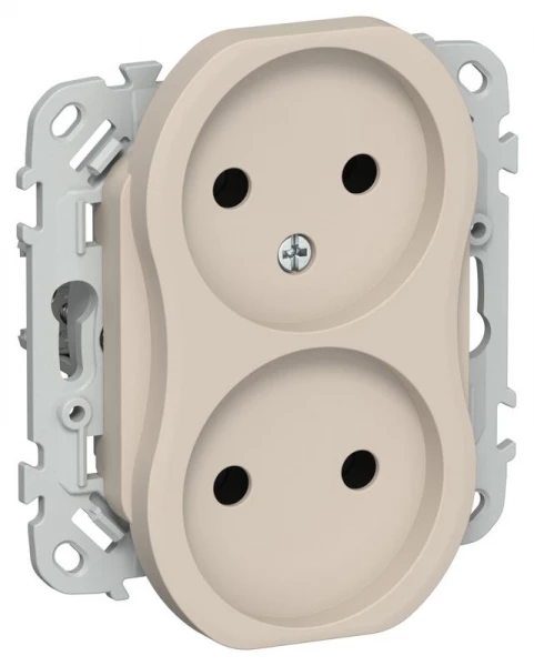 Розетка 2-м СП FLITE РС02-0-ФлЛ 10А без заземл. без защ. шторок механизм льняной IEK FI-R20-10-K88 ТехноИмпульс