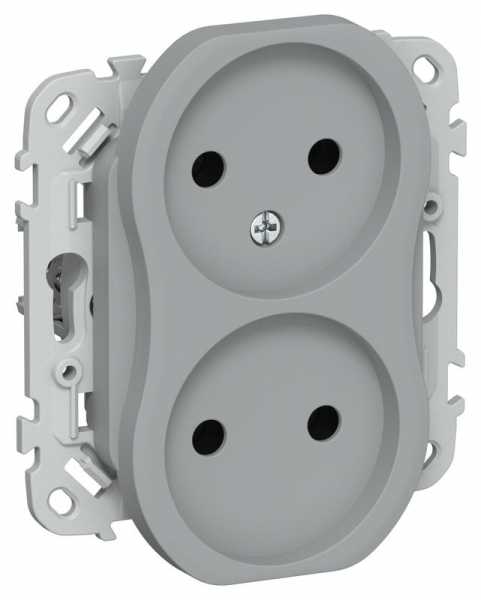 Розетка 2-м СП FLITE РС02-0-ФлС 10А без заземл. без защ. шторок механизм сер. IEK FI-R20-10-K03 ТехноИмпульс