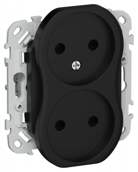 Розетка 2-м СП FLITE РС02-1-ФлЧ 10А без заземл. без защ. шторок безвинтовое крепление механизм черн. IEK FI-R20-10-1-K02 ТехноИмпульс