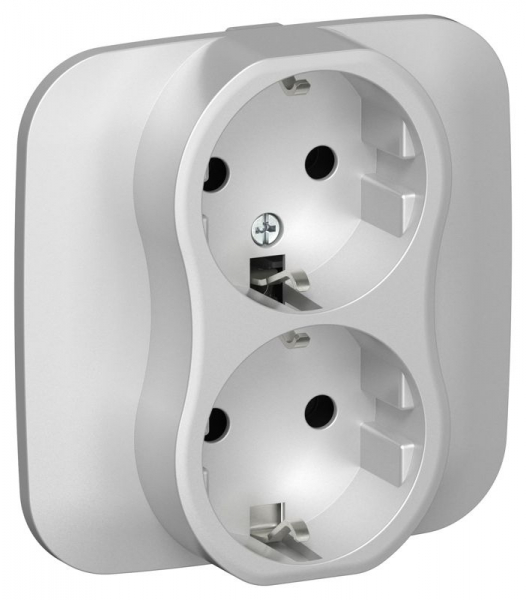 Розетка 2-м СП FLITE РС12-0-А-ФлА 16А с заземл. без защ. шторок в сборе механизм алюм. IEK FI-R21A-16-K47 ТехноИмпульс