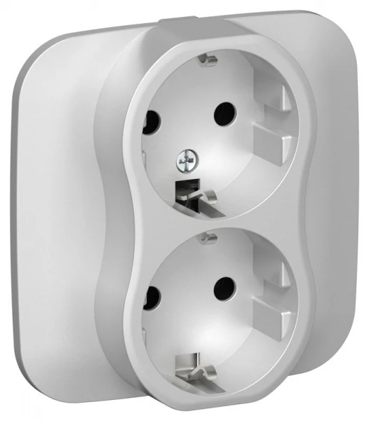 Розетка 2-м СП FLITE РС12-0-А-ФлА 16А с заземл. без защ. шторок в сборе механизм алюм. IEK FI-R21A-16-K47 ТехноИмпульс