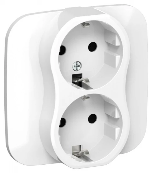 Розетка 2-м СП FLITE РС12-0-А-ФлБ 16А с заземл. без защ. шторок в сборе механизм бел. IEK FI-R21A-16-K01 ТехноИмпульс