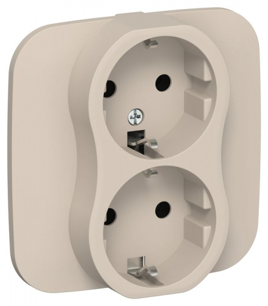 Розетка 2-м СП FLITE РС12-0-А-ФлЛ 16А с заземл. без защ. шторок в сборе механизм льняной IEK FI-R21A-16-K88 ТехноИмпульс