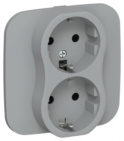 Розетка 2-м СП FLITE РС12-0-А-ФлС 16А с заземл. без защ. шторок в сборе механизм сер. IEK FI-R21A-16-K03 ТехноИмпульс