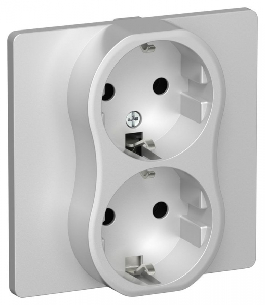 Розетка 2-м СП FLITE РС12-0-К-ФлА 16А с заземл. без защ. шторок в сборе механизм алюм. IEK FI-R21C-16-K47 ТехноИмпульс