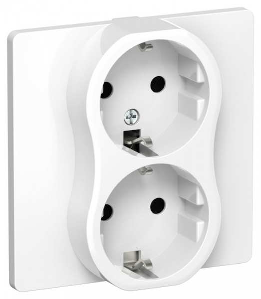 Розетка 2-м СП FLITE РС12-0-К-ФлБ 16А с заземл. без защ. шторок в сборе механизм бел. IEK FI-R21C-16-K01 ТехноИмпульс