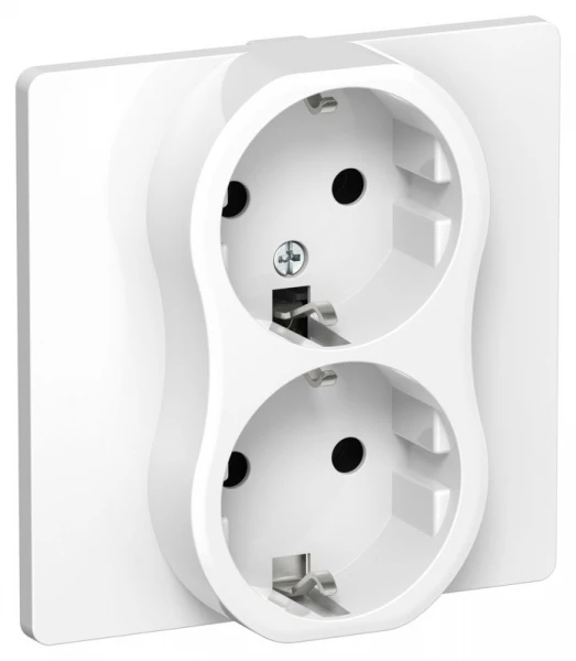 Розетка 2-м СП FLITE РС12-0-К-ФлБ 16А с заземл. без защ. шторок в сборе механизм бел. IEK FI-R21C-16-K01 ТехноИмпульс