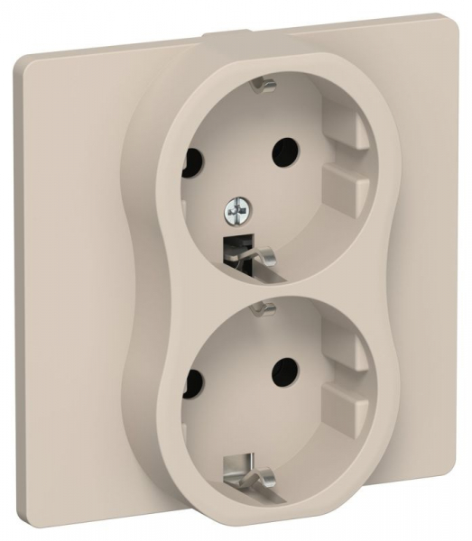 Розетка 2-м СП FLITE РС12-0-К-ФлЛ 16А с заземл. без защ. шторок в сборе механизм льняной IEK FI-R21C-16-K88 ТехноИмпульс