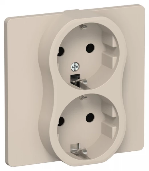 Розетка 2-м СП FLITE РС12-0-К-ФлЛ 16А с заземл. без защ. шторок в сборе механизм льняной IEK FI-R21C-16-K88 ТехноИмпульс