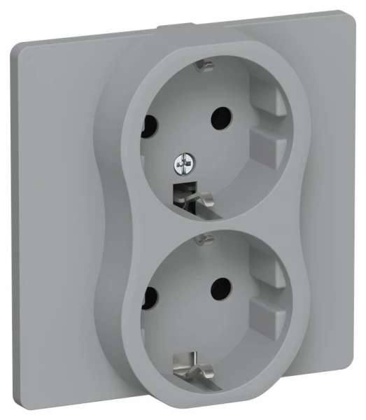 Розетка 2-м СП FLITE РС12-0-К-ФлС 16А с заземл. без защ. шторок в сборе механизм сер. IEK FI-R21C-16-K03 ТехноИмпульс