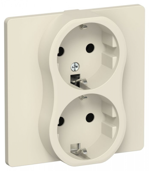 Розетка 2-м СП FLITE РС12-0-К-ФлСл 16А с заземл. без защ. шторок в сборе механизм сливочный IEK FI-R21C-16-K86 ТехноИмпульс