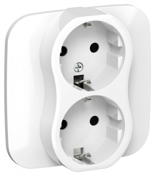 Розетка 2-м СП FLITE РС12-1-А-ФлБ 16А с заземл. без защ. шторок безвинтовое крепление в сборе механизм бел. IEK FI-R21A-16-1-K01 ТехноИмпульс