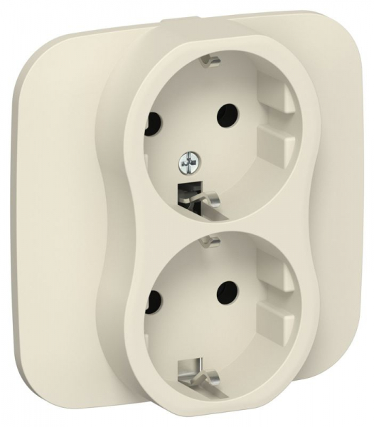 Розетка 2-м СП FLITE РС12-1-А-ФлСл 16А с заземл. без защ. шторок безвинтовое крепление в сборе механизм сливочный IEK FI-R21A-16-1-K86 ТехноИмпульс