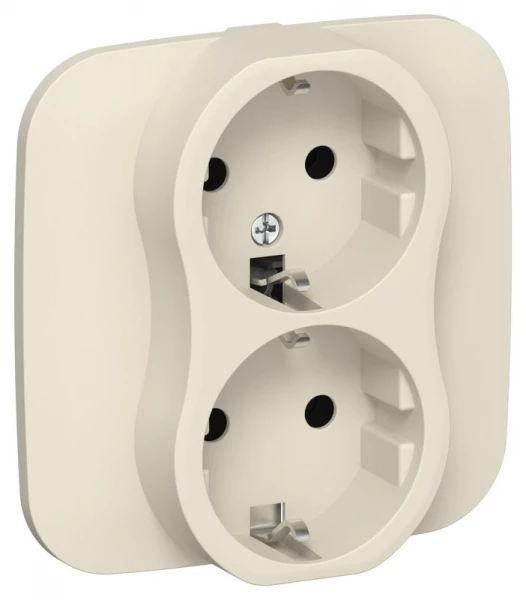 Розетка 2-м СП FLITE РС12-1-А-ФлСл 16А с заземл. без защ. шторок безвинтовое крепление в сборе механизм сливочный IEK FI-R21A-16-1-K86 ТехноИмпульс