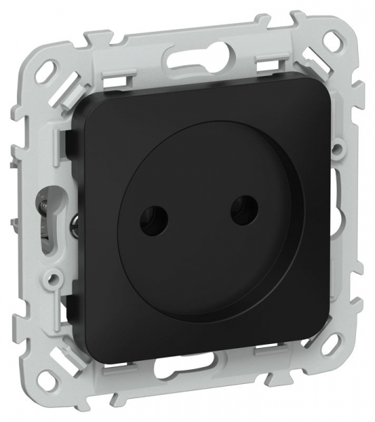Розетка СП FLITE РС01-1-ФлЧ 10А без заземл. без защ. шторок безвинтовое крепление механизм черн. IEK FI-R10-10-1-K02 ТехноИмпульс