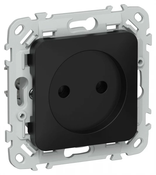 Розетка СП FLITE РС01-1-ФлЧ 10А без заземл. без защ. шторок безвинтовое крепление механизм черн. IEK FI-R10-10-1-K02 ТехноИмпульс