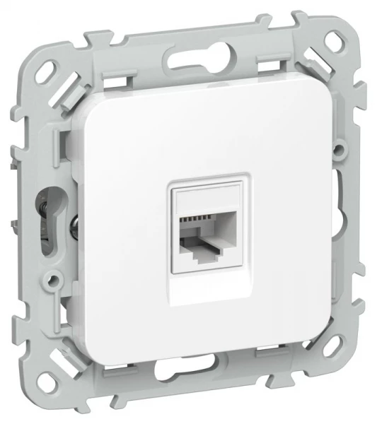 Розетка компьютерная СП FLITE РК5е-1-0-ФлБ RJ45 кат.5E UTP механизм бел. IEK FI-K12-1-K01 ТехноИмпульс