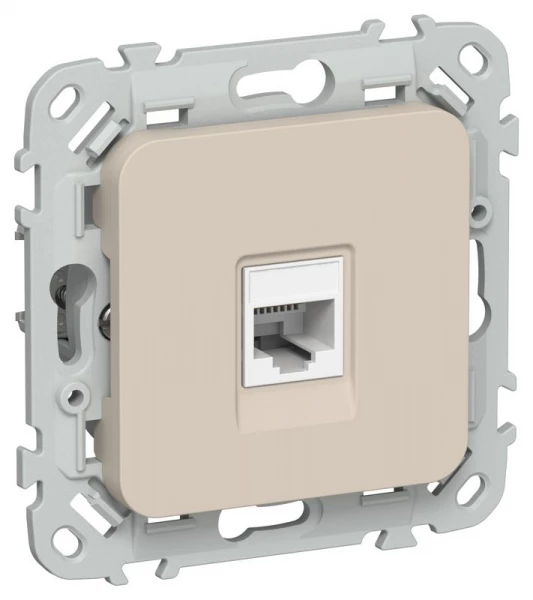 Розетка компьютерная СП FLITE РК5е-1-0-ФлЛ RJ45 кат.5E UTP механизм льняной IEK FI-K12-1-K88 ТехноИмпульс