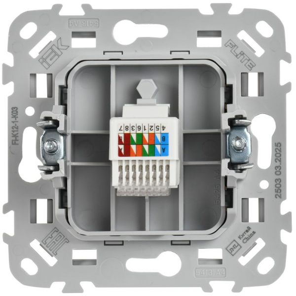 Розетка компьютерная СП FLITE РК5е-1-0-ФлС RJ45 кат.5E UTP механизм сер. IEK FI-K12-1-K03 ТехноИмпульс