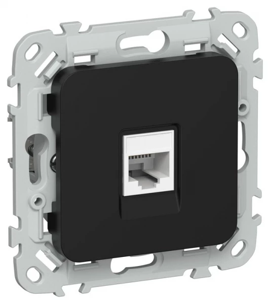 Розетка компьютерная СП FLITE РК5е-1-0-ФлЧ RJ45 кат.5E UTP механизм черн. IEK FI-K12-1-K02 ТехноИмпульс