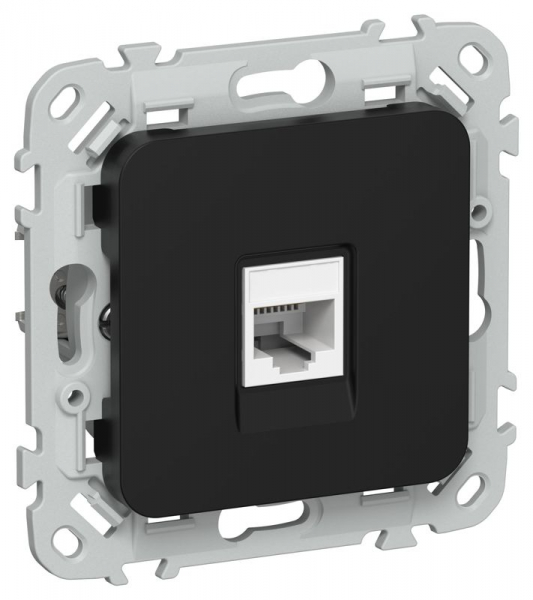 Розетка компьютерная СП FLITE РК6-1-0-ФлЧ RJ45 кат.6 UTP механизм черн. IEK FI-K12-2-K02 ТехноИмпульс