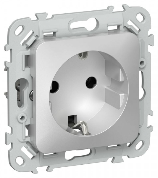Розетка СП FLITE РС11-0-ФлА 16А с заземл. без защ. шторок механизм алюм. IEK FI-R11-16-K47 ТехноИмпульс