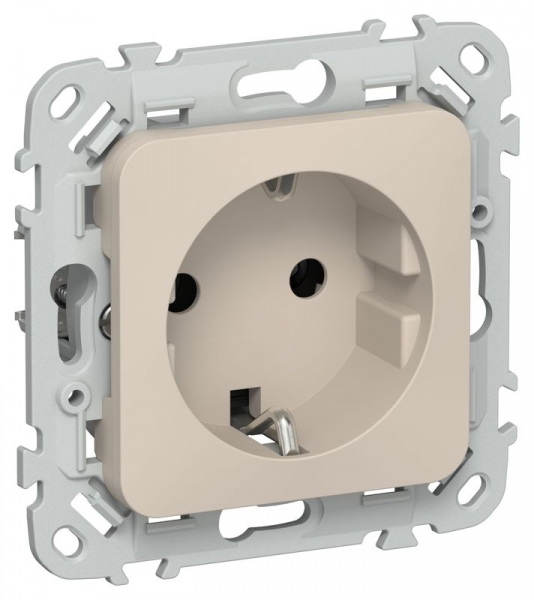 Розетка СП FLITE РС11-0-ФлЛ 16А с заземл. без защ. шторок механизм льняной IEK FI-R11-16-K88 ТехноИмпульс