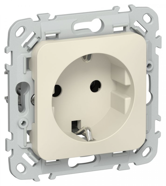 Розетка СП FLITE РС11-0-ФлСл 16А с заземл. без защ. шторок механизм сливочный IEK FI-R11-16-K86 ТехноИмпульс