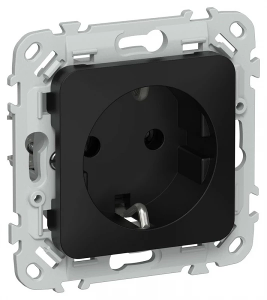 Розетка СП FLITE РС11-0-ФлЧ 16А с заземл. без защ. шторок механизм черн. IEK FI-R11-16-K02 ТехноИмпульс