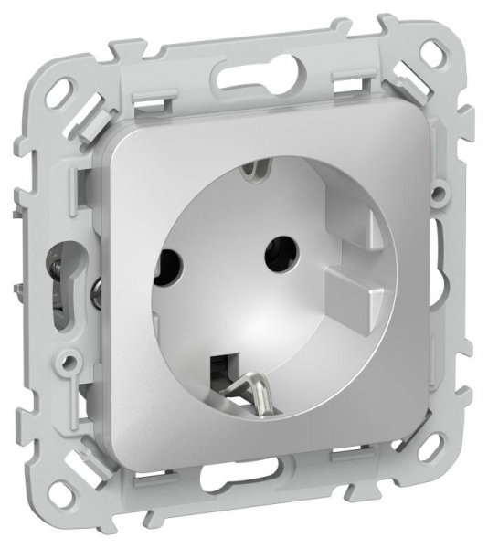Розетка СП FLITE РС11-1-ФлА 16А с заземл. без защ. шторок безвинтовое крепление механизм алюм. IEK FI-R11-16-1-K47 ТехноИмпульс