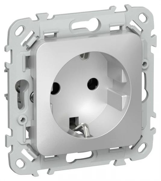 Розетка СП FLITE РС11-1-ФлА 16А с заземл. без защ. шторок безвинтовое крепление механизм алюм. IEK FI-R11-16-1-K47 ТехноИмпульс