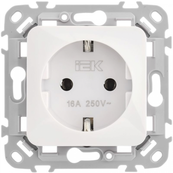 Розетка СП FLITE РС11-1-ФлБ 16А с заземл. без защ. шторок безвинтовое крепление механизм бел. IEK FI-R11-16-1-K01 ТехноИмпульс