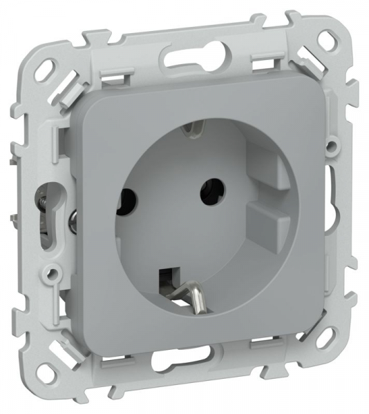 Розетка СП FLITE РС11-1-ФлС 16А с заземл. без защ. шторок безвинтовое крепление механизм сер. IEK FI-R11-16-1-K03 ТехноИмпульс