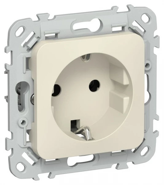 Розетка СП FLITE РС11-1-ФлСл 16А с заземл. без защ. шторок безвинтовое крепление механизм сливочный IEK FI-R11-16-1-K86 ТехноИмпульс