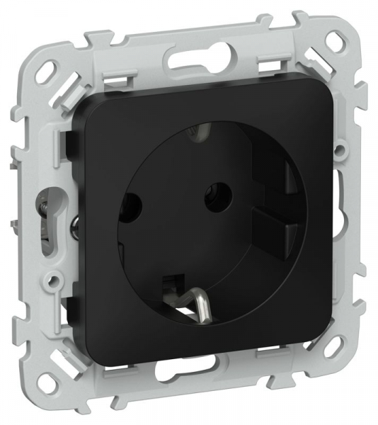 Розетка СП FLITE РС11-1-ФлЧ 16А с заземл. без защ. шторок безвинтовое крепление механизм черн. IEK FI-R11-16-1-K02 ТехноИмпульс