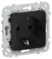 Розетка СП FLITE РС11-1-ФлЧ 16А с заземл. без защ. шторок безвинтовое крепление механизм черн. IEK FI-R11-16-1-K02 ТехноИмпульс