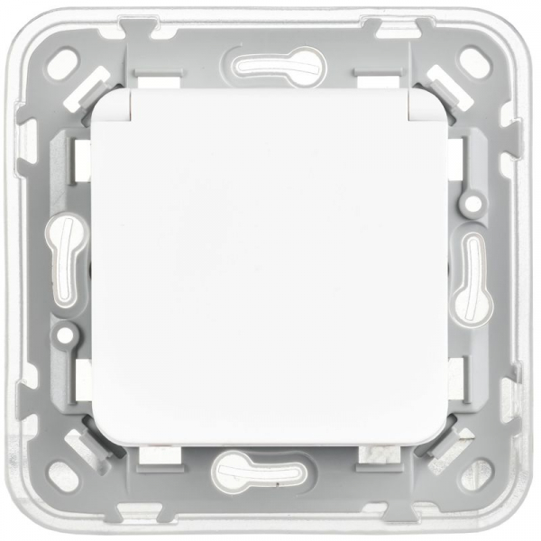 Розетка СП FLITE РСшкр11-1-44-ФлБ 16А IP44 с заземл. с защ. шторками и крышкой безвинтовое крепление механизм бел. IEK FI-R16-16-1-44-K01 ТехноИмпульс