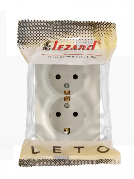 Розетка 2-м ОП LETO с заземл. закрытый корпус ПБТ крем LEZARD 752-0300-127B ТехноИмпульс