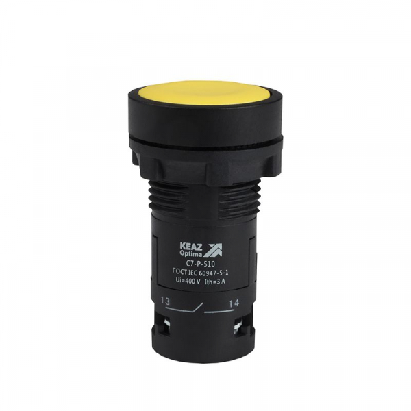Кнопка OptiSignal Compact D22 С7-P-510 желт. 1НО XB7NA51 КЭАЗ 362034 ТехноИмпульс