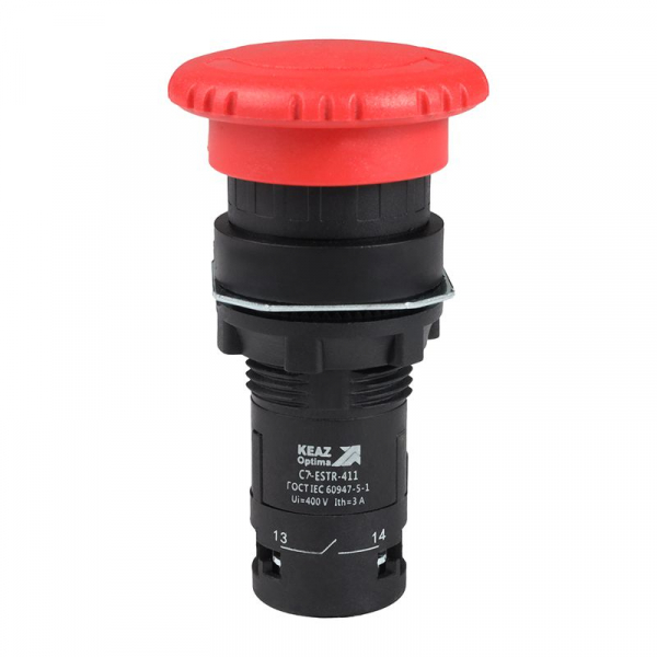 Кнопка аварийного останова OptiSignal Compact D22 С7-ESTR-411 красн. 1НО+1НЗ XB7ES545P КЭАЗ 362131 ТехноИмпульс