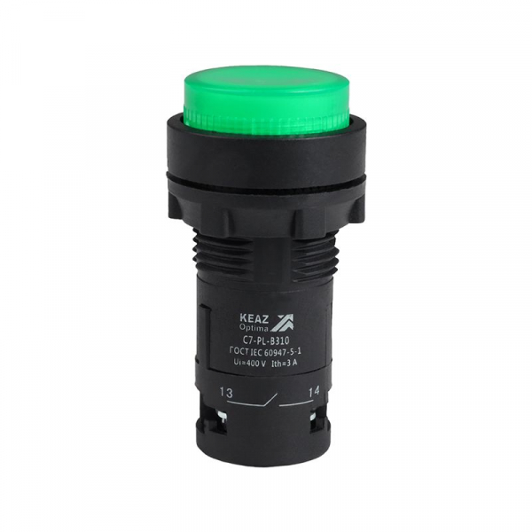 Кнопка с подсветкой OptiSignal Compact D22 С7-PL-B310 зел. 1НО 24В AC/DC XB7NW33B1 КЭАЗ 362090 ТехноИмпульс