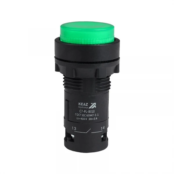 Кнопка с подсветкой OptiSignal Compact D22 С7-PL-B310 зел. 1НО 24В AC/DC XB7NW33B1 КЭАЗ 362090 ТехноИмпульс