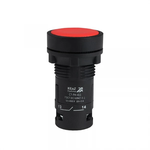 Кнопка с фиксацией OptiSignal Compact D22 С7-PH-411 красн. 1НО+1НЗ XB7NH45 КЭАЗ 362075 ТехноИмпульс
